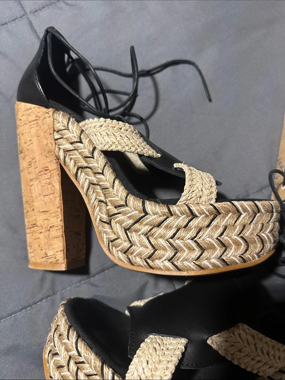 Free People High Society Black & Natural Platform Heel